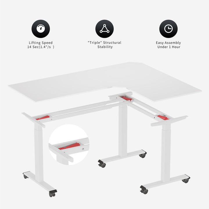 Juilo Height Adjustable L-Shape Standing Desk Inbox Zero