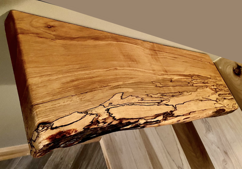Maple Solid Wood Floating Shelf with Live Edge Steel Oak Size: 2" H x 48" W x 12" D
