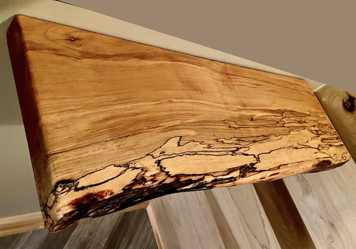 Maple Solid Wood Floating Shelf with Live Edge Steel Oak Size: 2" H x 48" W x 12" D