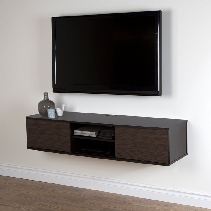 Agora Floating TV Stand for TVs up to 65" South Shore Color: Chocolate and Zebrano