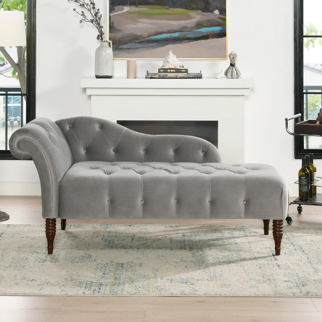 Kannon Tufted Right-Arm Chaise Lounge Willa Arlo™ Interiors Fabric: Opal Gray Velvet