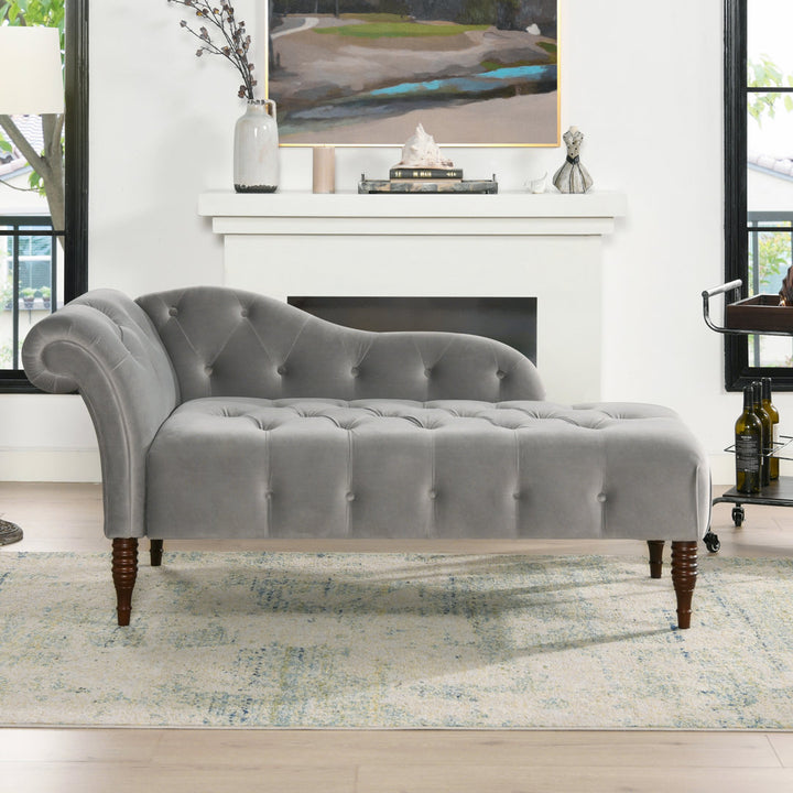 Kannon Tufted Right-Arm Chaise Lounge Willa Arlo™ Interiors Fabric: Opal Gray Velvet