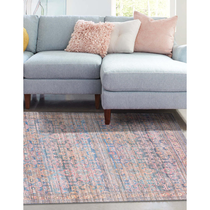 Hadsell Machine Made Power Loom Antique Blue Area Rug Langley Street® Rug Size: Rectangle 5'3" x 8'
