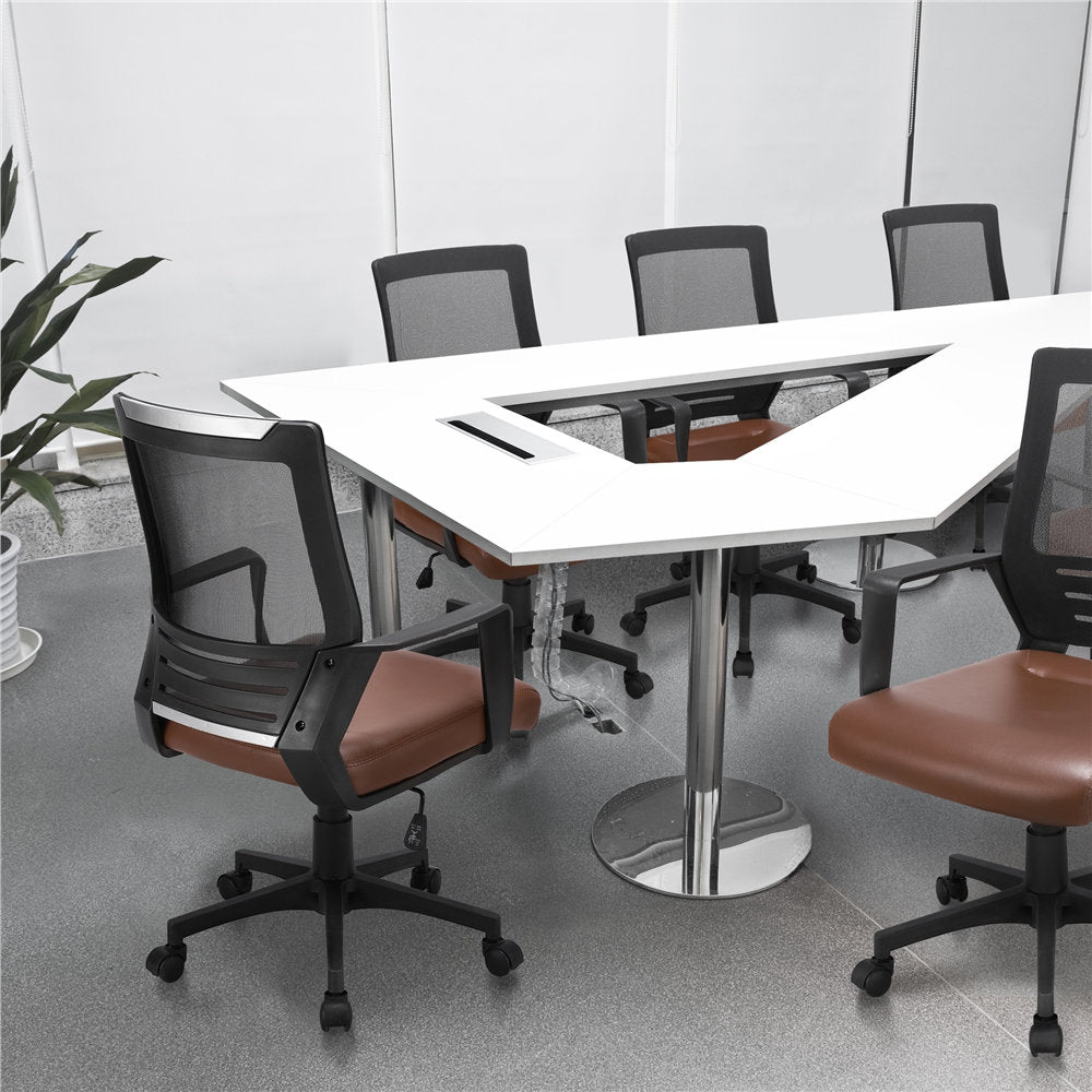 Office Mid Back Swivel Lumbar Support Mesh Chair Inbox Zero Upholstery Color: Brown
