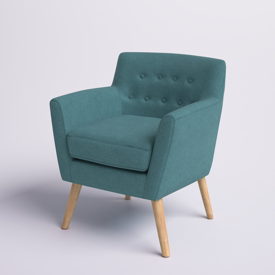 Tufted Polyester Armchair George Oliver Fabric: Dark Teal Polyester