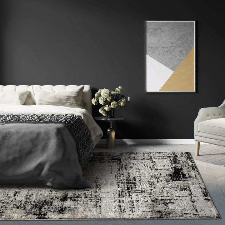 Kailianna Abstract Black/White Area Rug 17 Stories Rug Size: Rectangle 9' x 12'