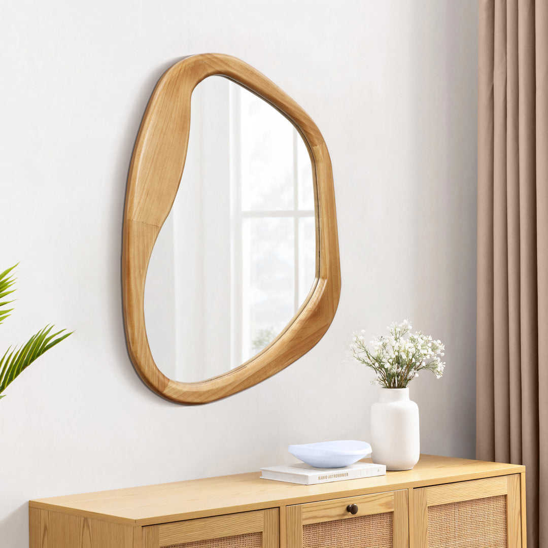 Asymmetrical Pine Wood Frame Wall Mirror Wade Logan®