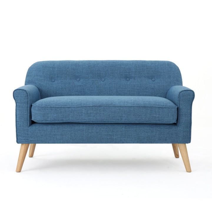 Deby 49.75" Flared Arm Loveseat George Oliver Upholstery Color: Muted Blue Polyester