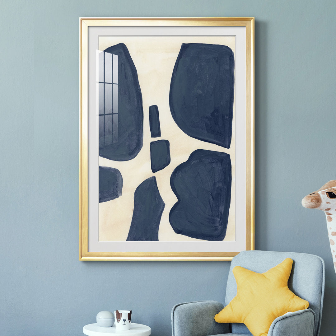 Blue Pieces II - Picture Frame Print Orren Ellis Size: 36.5" H x 26.5" W x 1" D Format: Gold