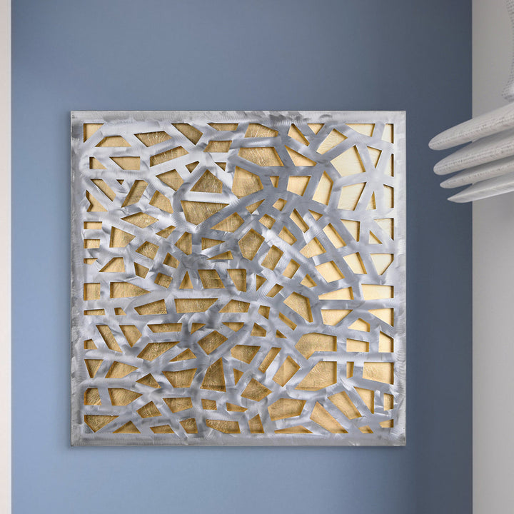 Enigma Abstract Metal Wall Décor Ivy Bronx Finish: Gold