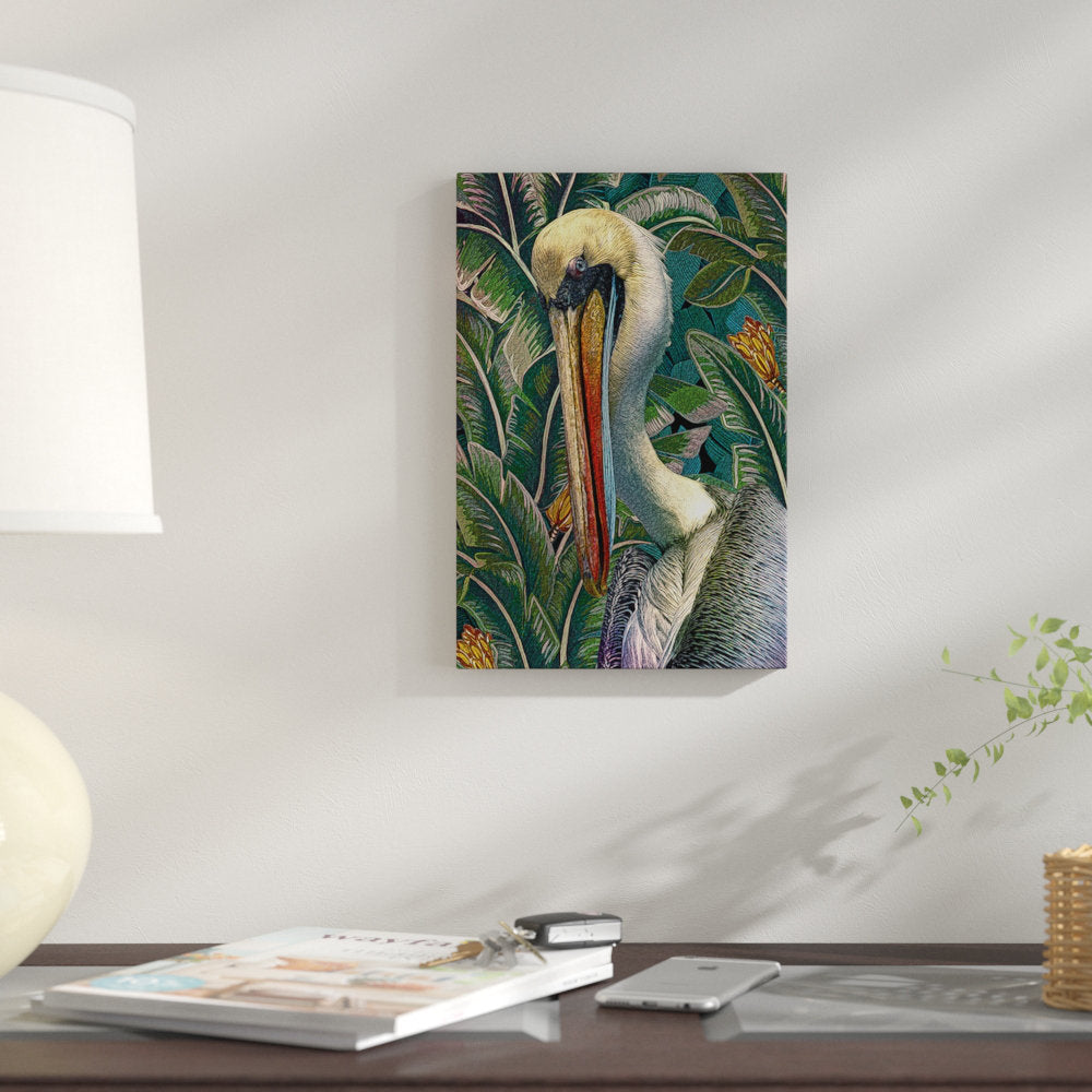 Primal Pelicana by Steve Hunziker - Gallery-Wrapped Canvas Giclée Print East Urban Home Mat Color: No Mat Size: 18" H x 12" W x 1.5" D Format: Wrapped Canvas