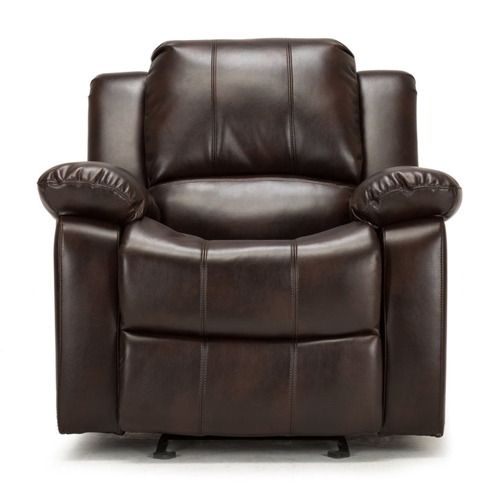 Kahler 37.75" Wide Faux Leather Manual Glider Recliner Andover Mills™ Upholstery Color: Burnished Brown