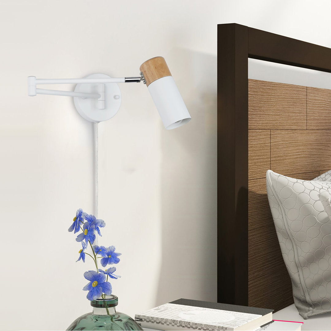 Maronna 1 - Light LED Plug-in White/Brown Swing Arm Ebern Designs