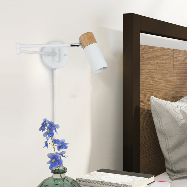 Maronna 1 - Light LED Plug-in White/Brown Swing Arm Ebern Designs