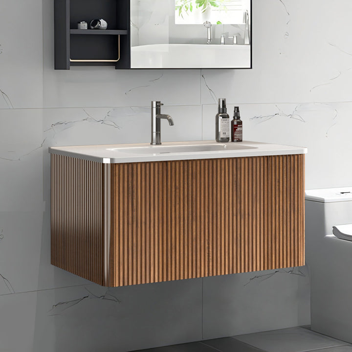 Burkard 30'' Wall Mounted Single Bathroom Vanity with Ceramic Top Ebern Designs