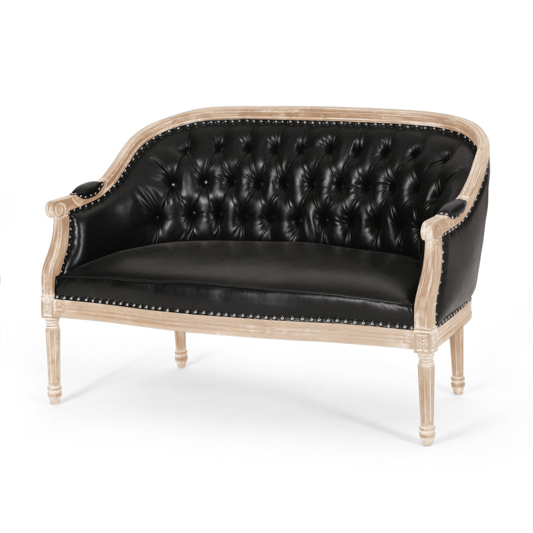 Atenea 49.5'' Upholstered & Birch Wood Loveseat August Grove® Upholstery Color: Midnight Black