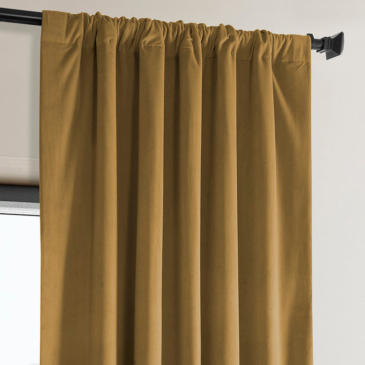Matra Plush Velvet Curtains for Bedroom - Room Darkening Curtains for Living Room Window Single Panel AllModern Curtain Color: Retro Gold Size per Panel: 50" W x 120" L