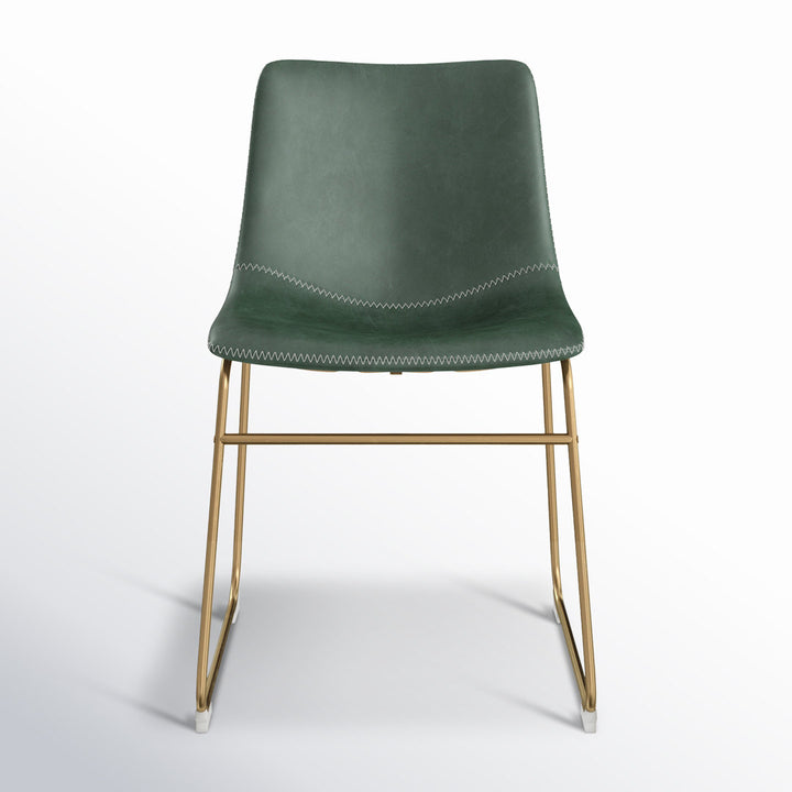 Nia Vegan Leather Side Chair (Set of 2) AllModern Frame Color: Gold, Upholstery Color: Green