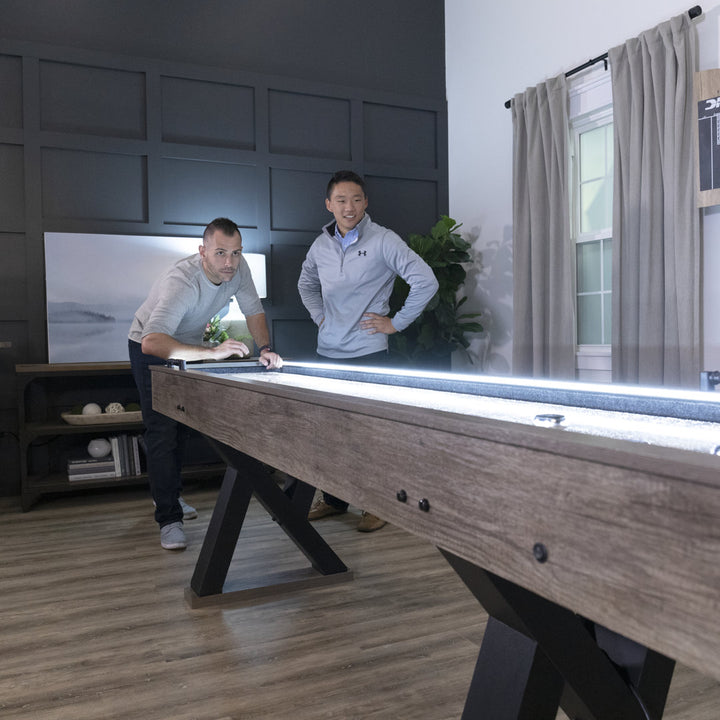 American Legend Kirkwood 9' LED Shuffleboard Table with Bonus Bowling Game American Legend