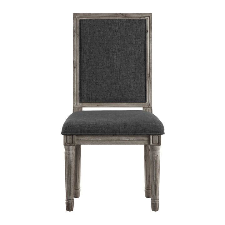Libretto Solid Wood Side Chair (Set of 2) Kelly Clarkson Home Upholstery Color: Dark Gray, Leg Color: Antique Gray Oak