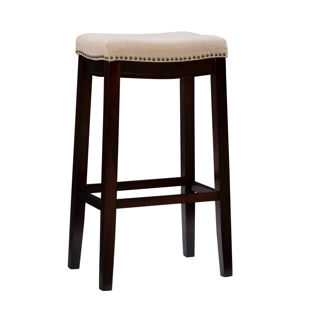 Arlyce Counter & Bar Solid Wood Backless Stool with Upholstered Seat Lark Manor™ Seat Height: Bar Stool (32.25" Seat Height)