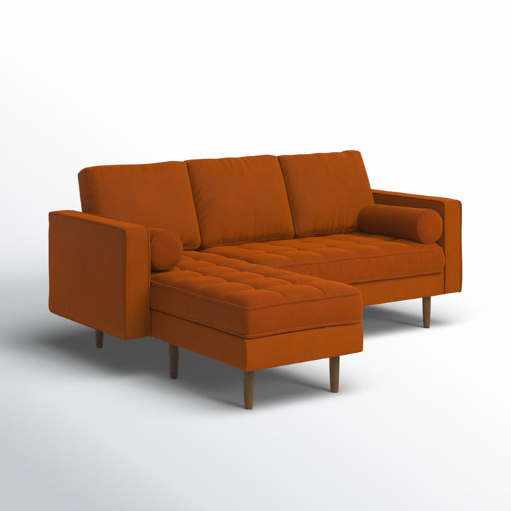 Geo 84" Wide Reversible Sofa and Chaise AllModern Body Fabric: Burnt Orange Performance Velvet