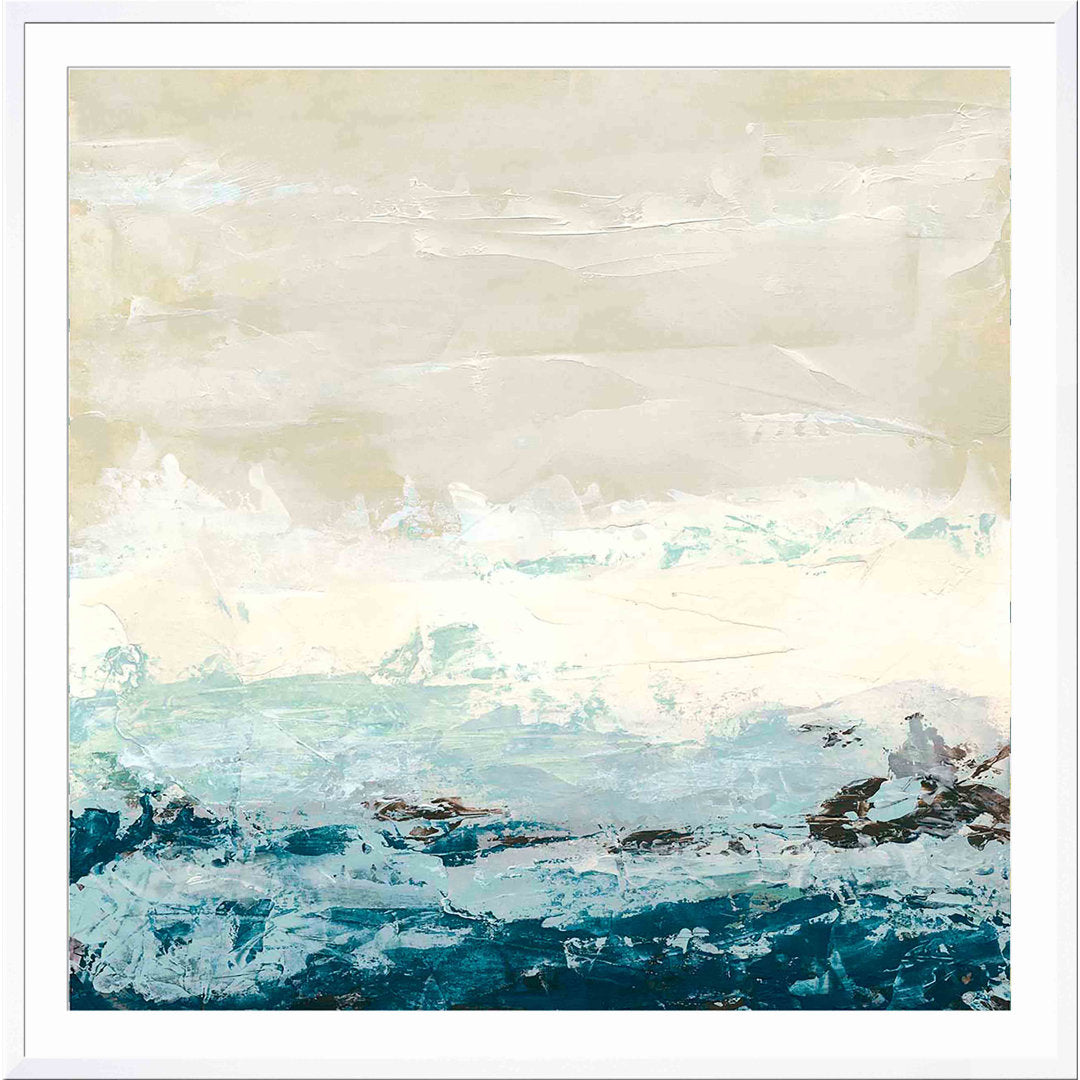 Coastal Currents I by June Erica Vess - Picture Frame Painting Wade Logan® Frame Color: Natural Size: 24"H x 36"W