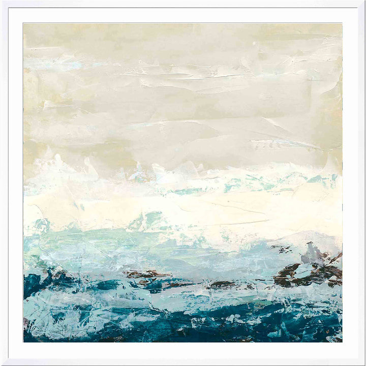 Coastal Currents I by June Erica Vess - Picture Frame Painting Wade Logan® Frame Color: Natural Size: 24"H x 36"W