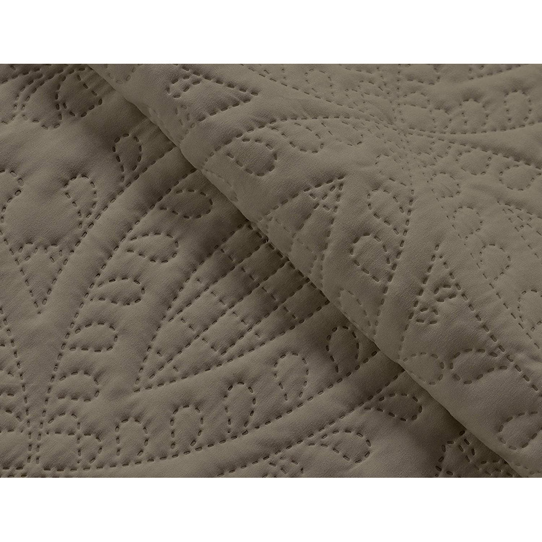 Austin Microfiber Reversible 3 Piece Coverlet / Bedspread Set Chezmoi Collection Color: Taupe Size: Queen Coverlet / Bedspread + 2 Standard Shams