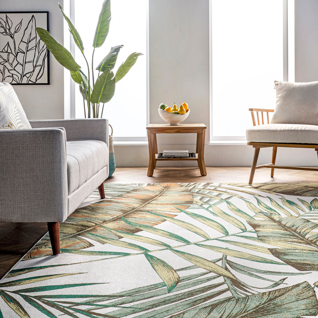 Elen SpinClean Machine Washable Natural Leaves Area Rug Bay Isle Home™ Rug Size: Rectangle 9' x 12'