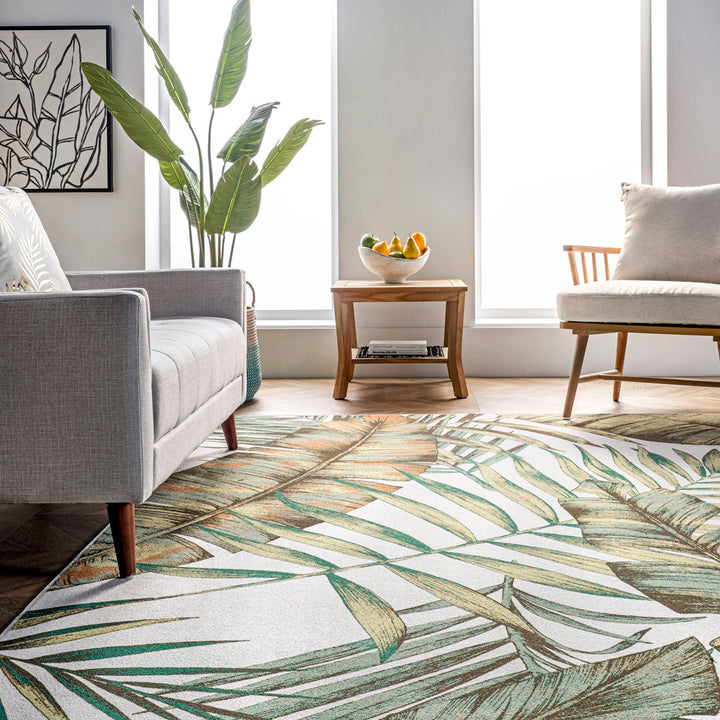 Elen SpinClean Machine Washable Natural Leaves Area Rug Bay Isle Home™ Rug Size: Rectangle 9' x 12'