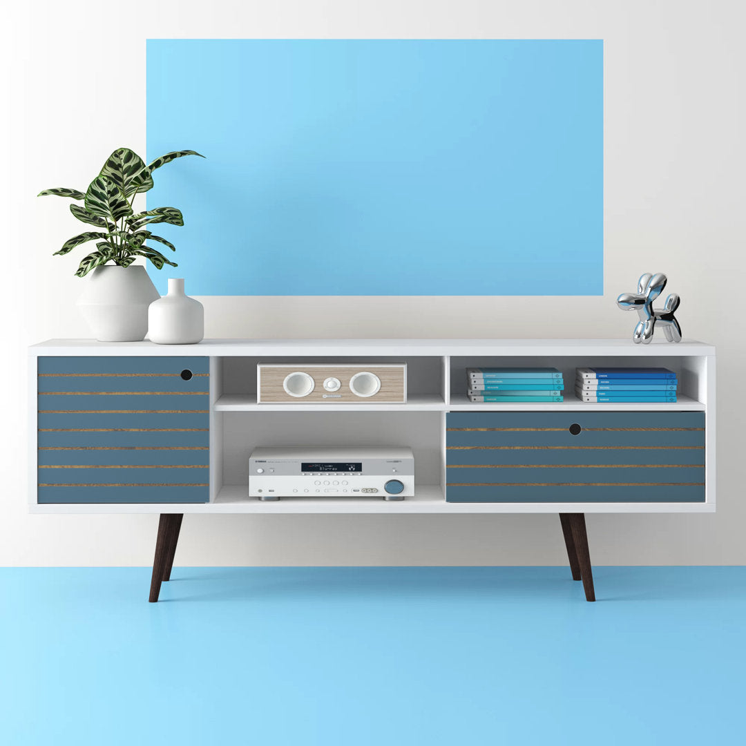 Darryl TV Stand Zipcode Design™ Color: White/Aqua Blue