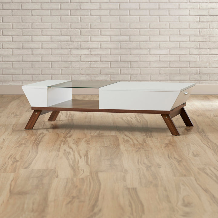 Soto 4 Legs Coffee Table with Storage Mercury Row® Color: White