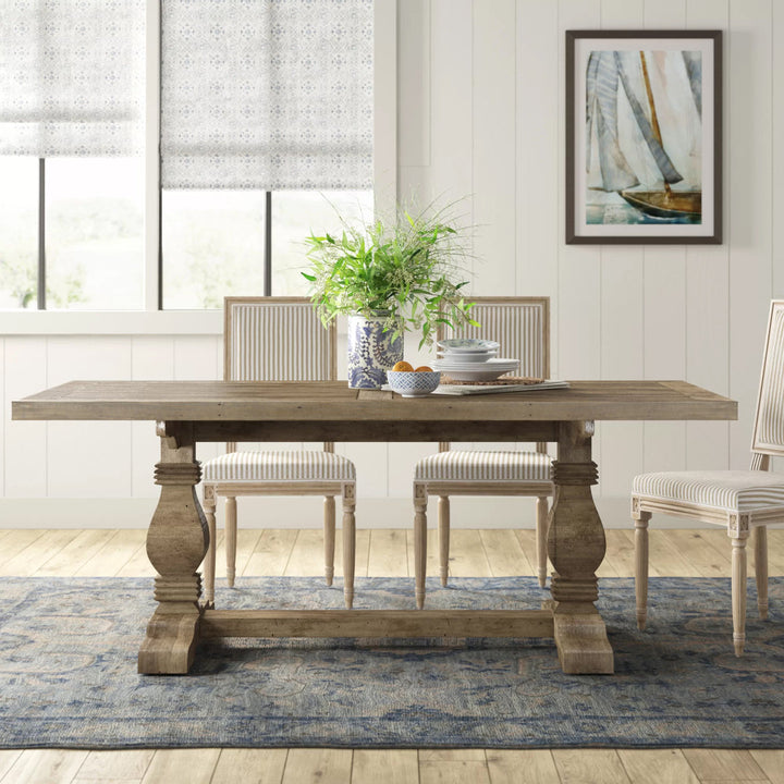 Kinston 78" Solid Wood Trestle Dining Table Birch Lane™ Color: Distressed Brown