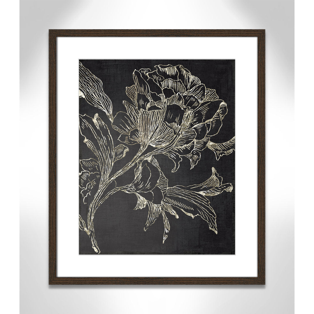 Golden Flower Folklore I by Asia Jensen - Picture Frame Graphic Art Print Joss & Main Size: 25.5" H x 21.5" W Format: Walnut Framed