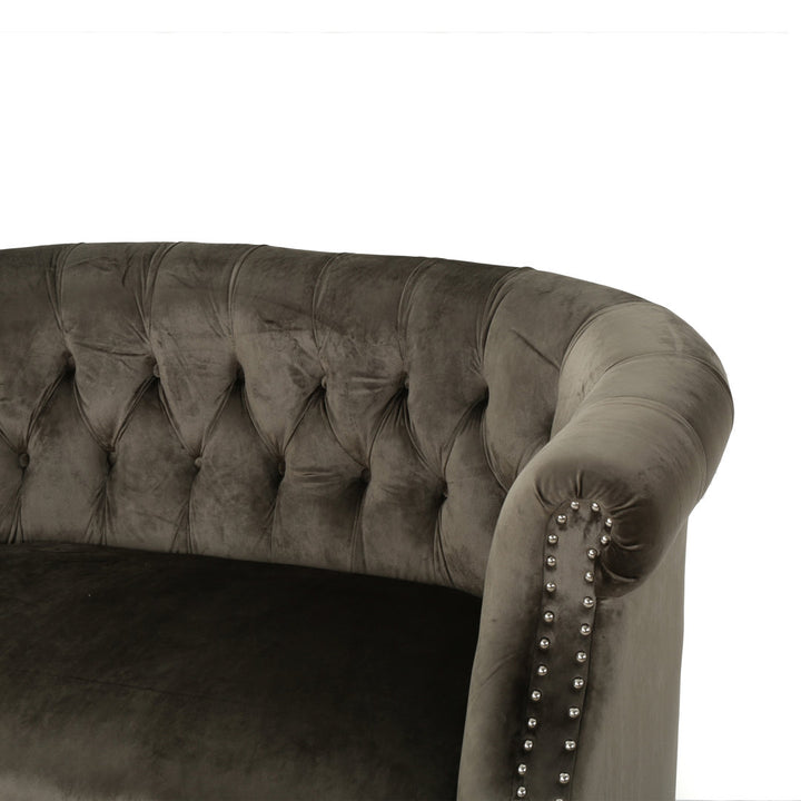 Charlotte 51.5" Velvet Rolled Arm Chesterfield Loveseat Mercer41 Fabric: Gray Velvet