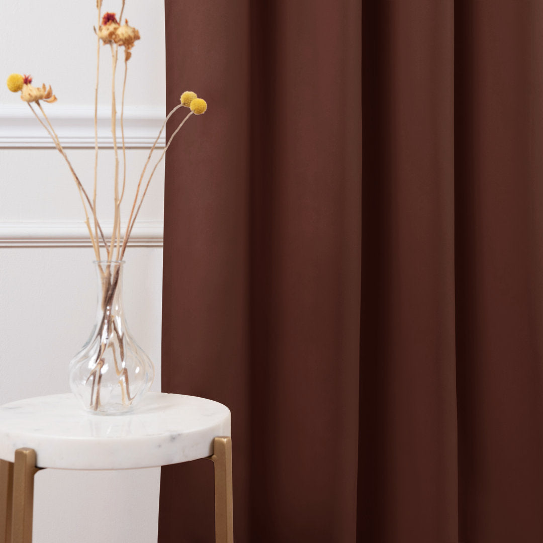 Bantam Solid Blackout Thermal Rod Pocket Curtain Panels (Set of 2) Ebern Designs Curtain Color: Chocolate Size per Panel: 52" W x 102" L