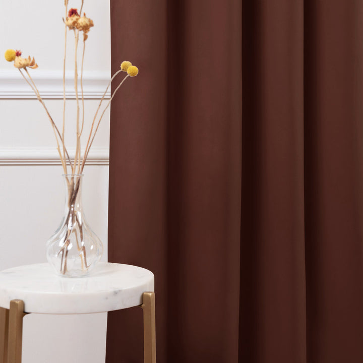 Bantam Solid Blackout Thermal Rod Pocket Curtain Panels (Set of 2) Ebern Designs Curtain Color: Chocolate Size per Panel: 52" W x 102" L