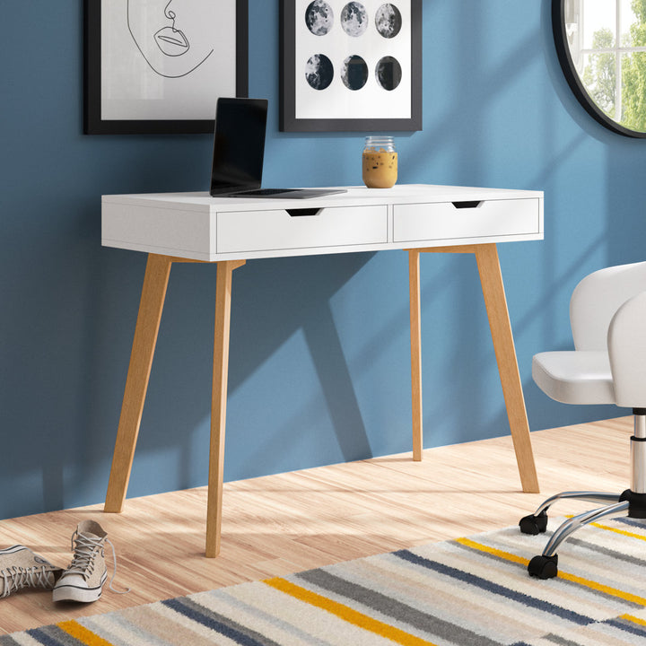 Baber 19.7" D Office Desk with 2 Drawer, White Zipcode Design™