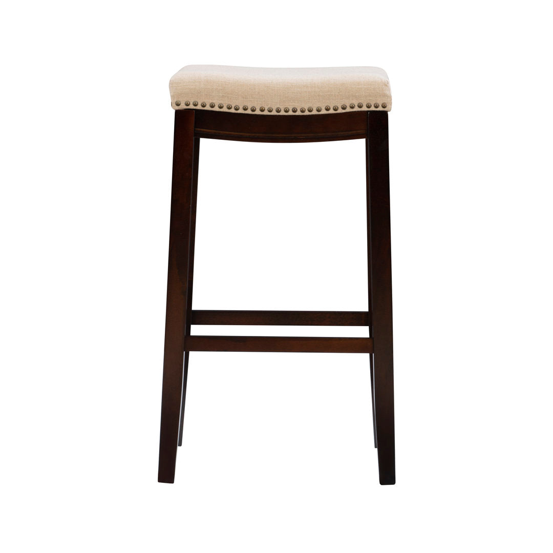 Arlyce Counter & Bar Solid Wood Backless Stool with Upholstered Seat Lark Manor™ Seat Height: Bar Stool (32.25" Seat Height)