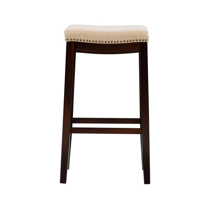 Arlyce Counter & Bar Solid Wood Backless Stool with Upholstered Seat Lark Manor™ Seat Height: Bar Stool (32.25" Seat Height)