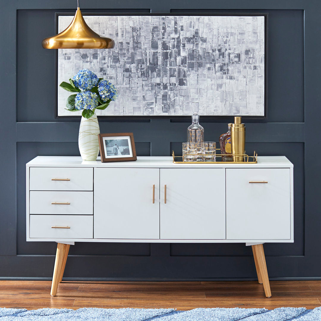 Hoai 56" Wide 3 Drawer Sideboard Wrought Studio™ Color: White