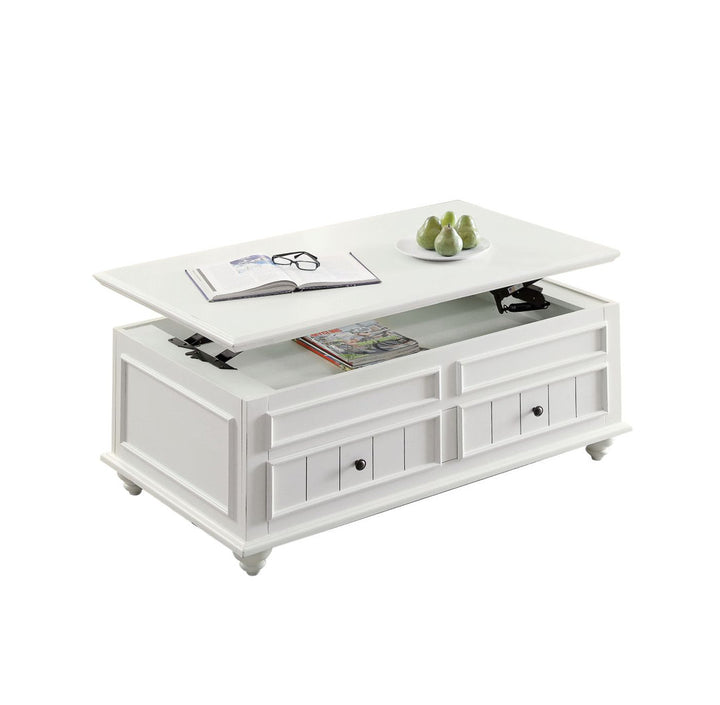 Emmett Rectangular Coffee Table with Storage in White Washed Lark Manor™