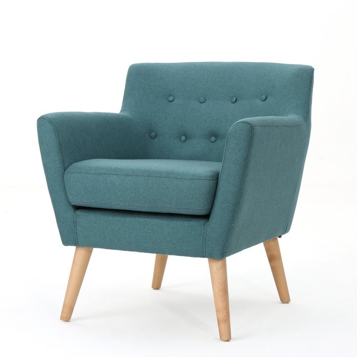 Tufted Polyester Armchair George Oliver Fabric: Dark Teal Polyester