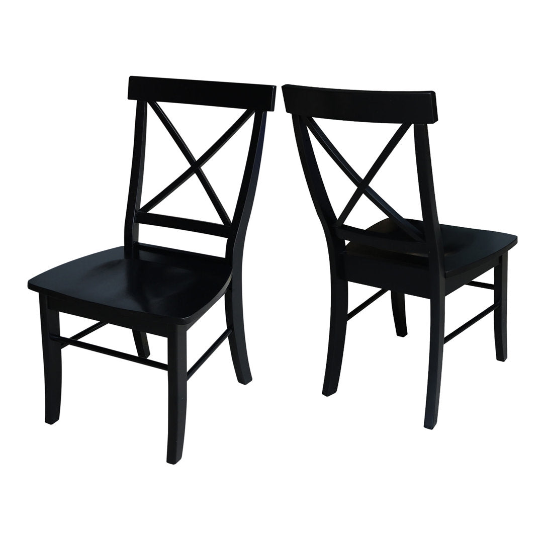 Solid Wood Cross Back Side Chair (Set of 2) August Grove® Color: Black