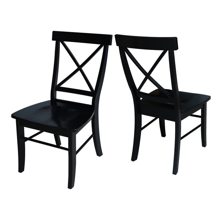 Solid Wood Cross Back Side Chair (Set of 2) August Grove® Color: Black
