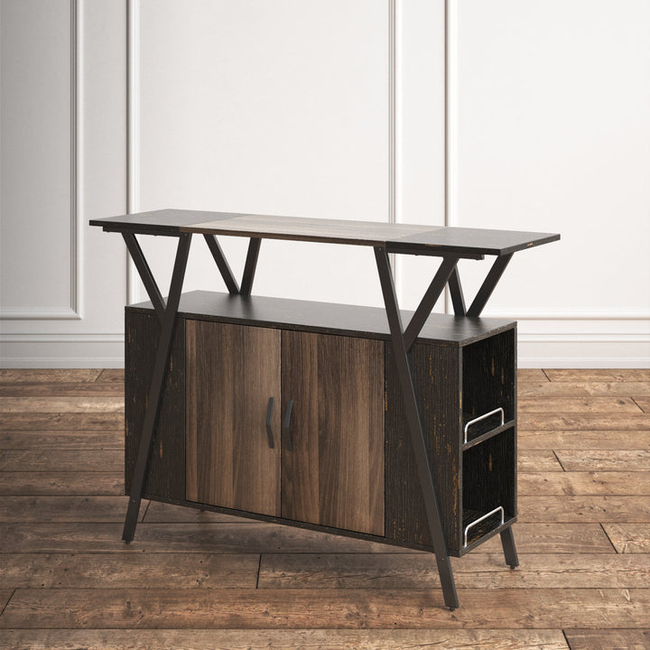 Marin 47 " Kitchen Island Open Sheves, Coffee Bar Cabinet Buffet Table Kitchen Sideboard Kelly Clarkson Home Base Finish: Dark Walnut