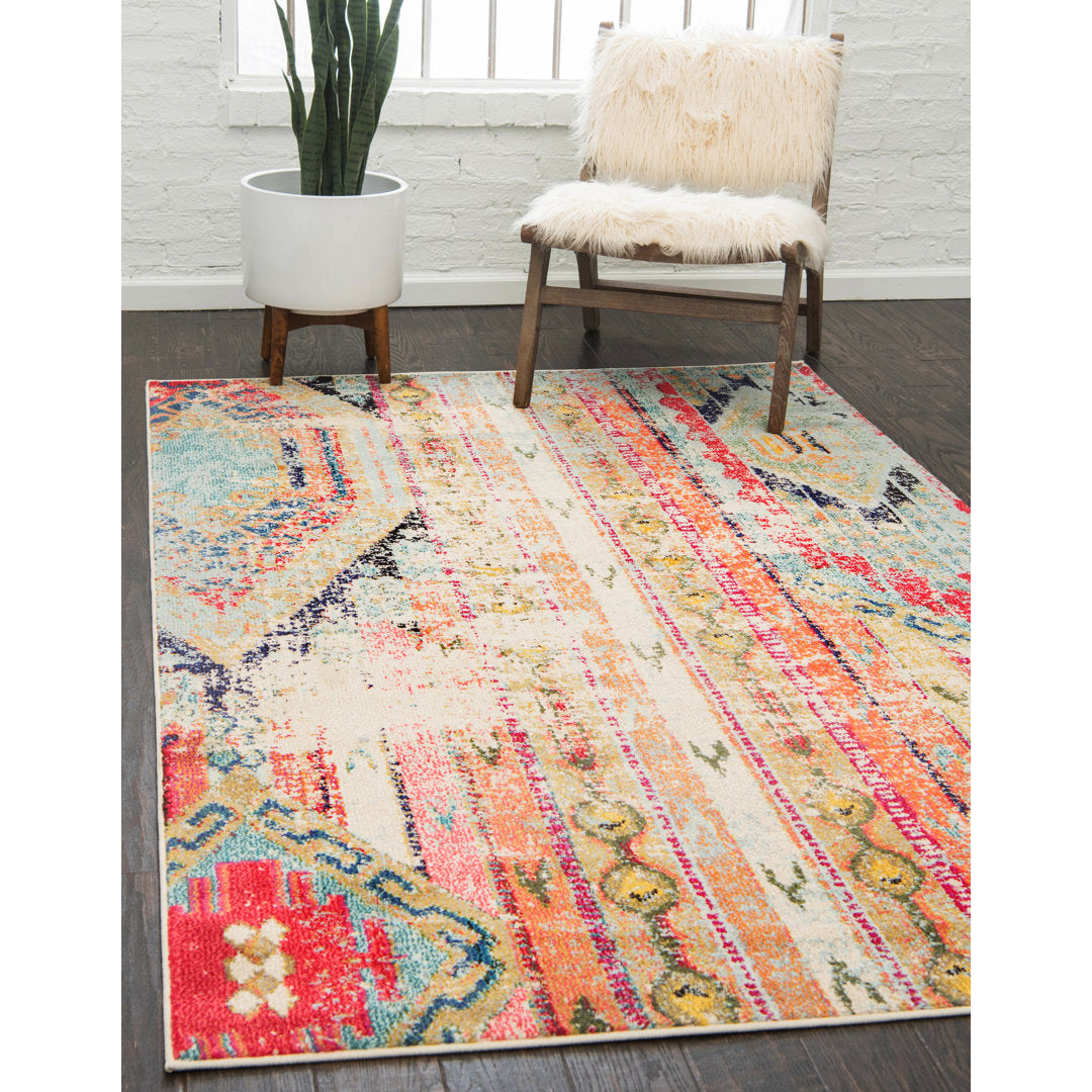 Galan Pink/Orange/Yellow Area Rug Mistana™ Rug Size: Rectangle 2'2" x 4'