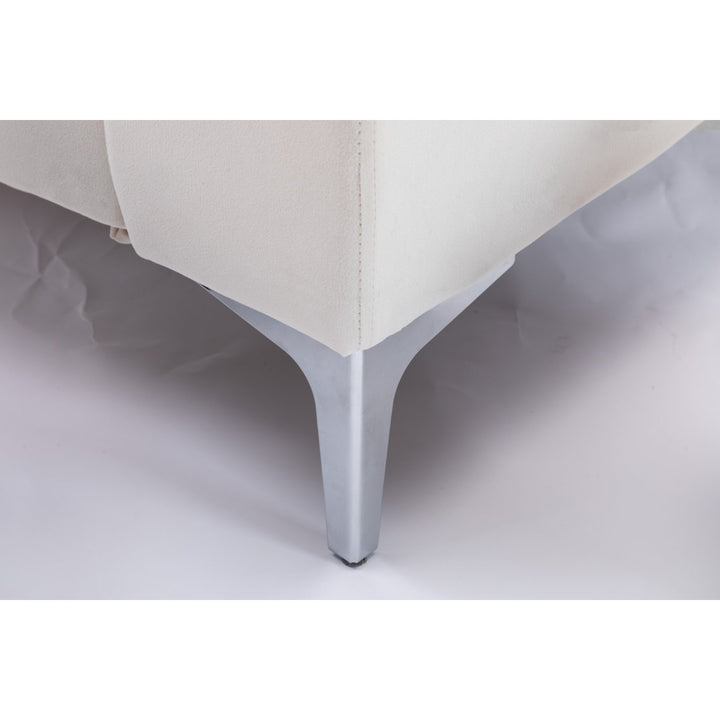 136" Wide Velvet Symmetrical Modular Corner Sectional Legend Vansen Fabric: Beige Velvet