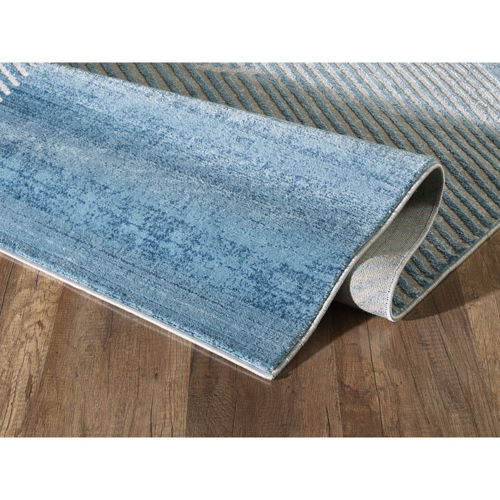 Soeren Geometric Light Blue Area Rug Ebern Designs Rug Size: Rectangle 7'9" x 10'2"